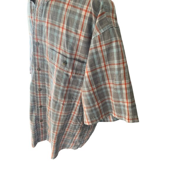 Wrangler PLAID Rugged Wear Mens Short Sleeve Shirt Large Wrinkle Resist Button D - Picture 6 of 6